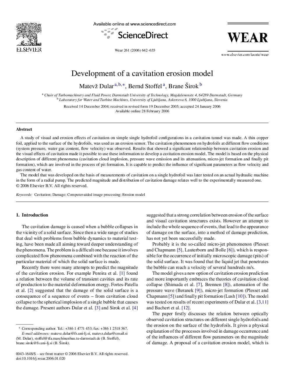 Development of a cavitation erosion model