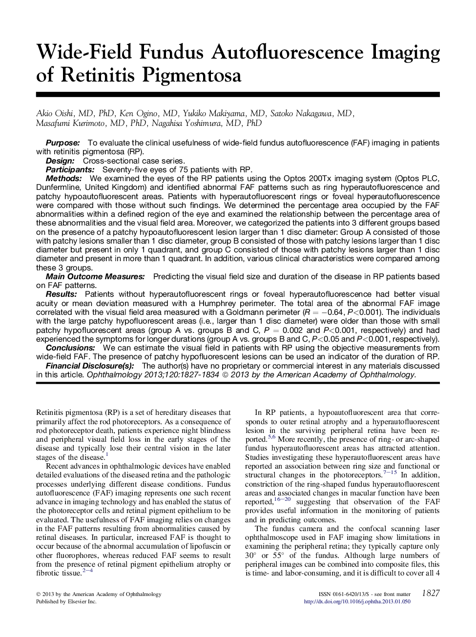 Wide-Field Fundus Autofluorescence Imaging of Retinitis Pigmentosa