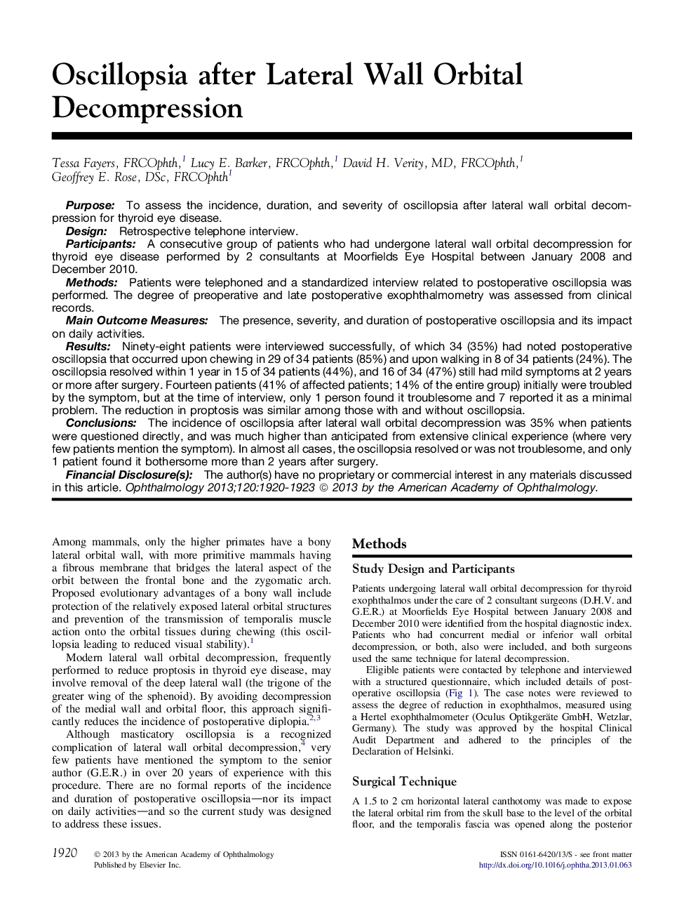 Oscillopsia after Lateral Wall Orbital Decompression