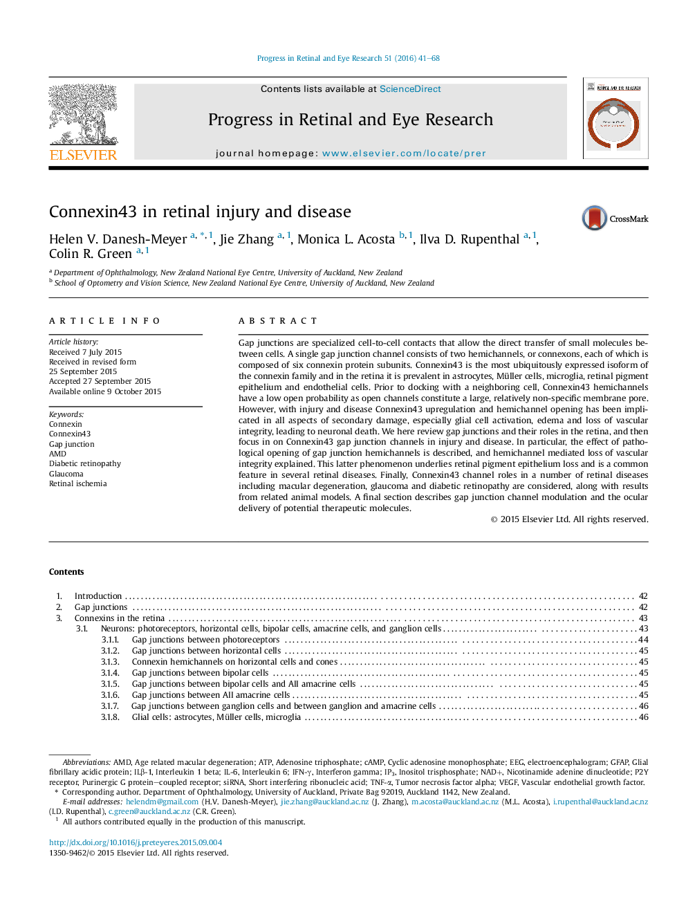 Connexin43 in retinal injury and disease