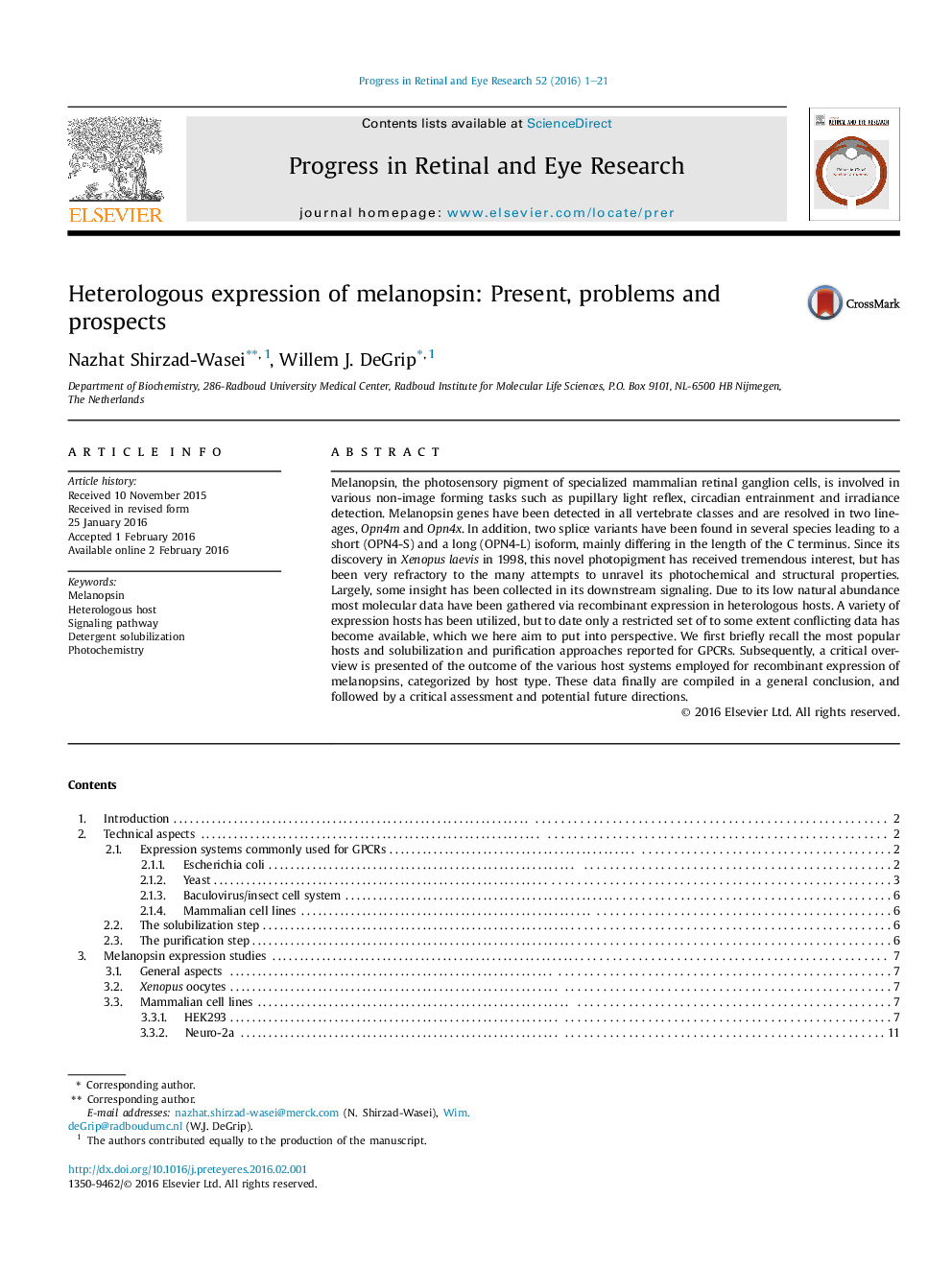 Heterologous expression of melanopsin: Present, problems and prospects