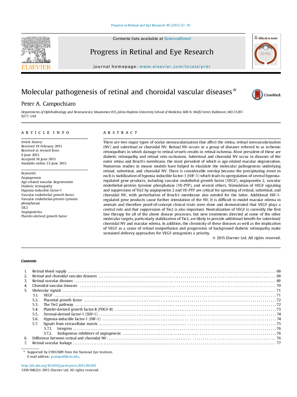 Molecular pathogenesis of retinal and choroidal vascular diseases