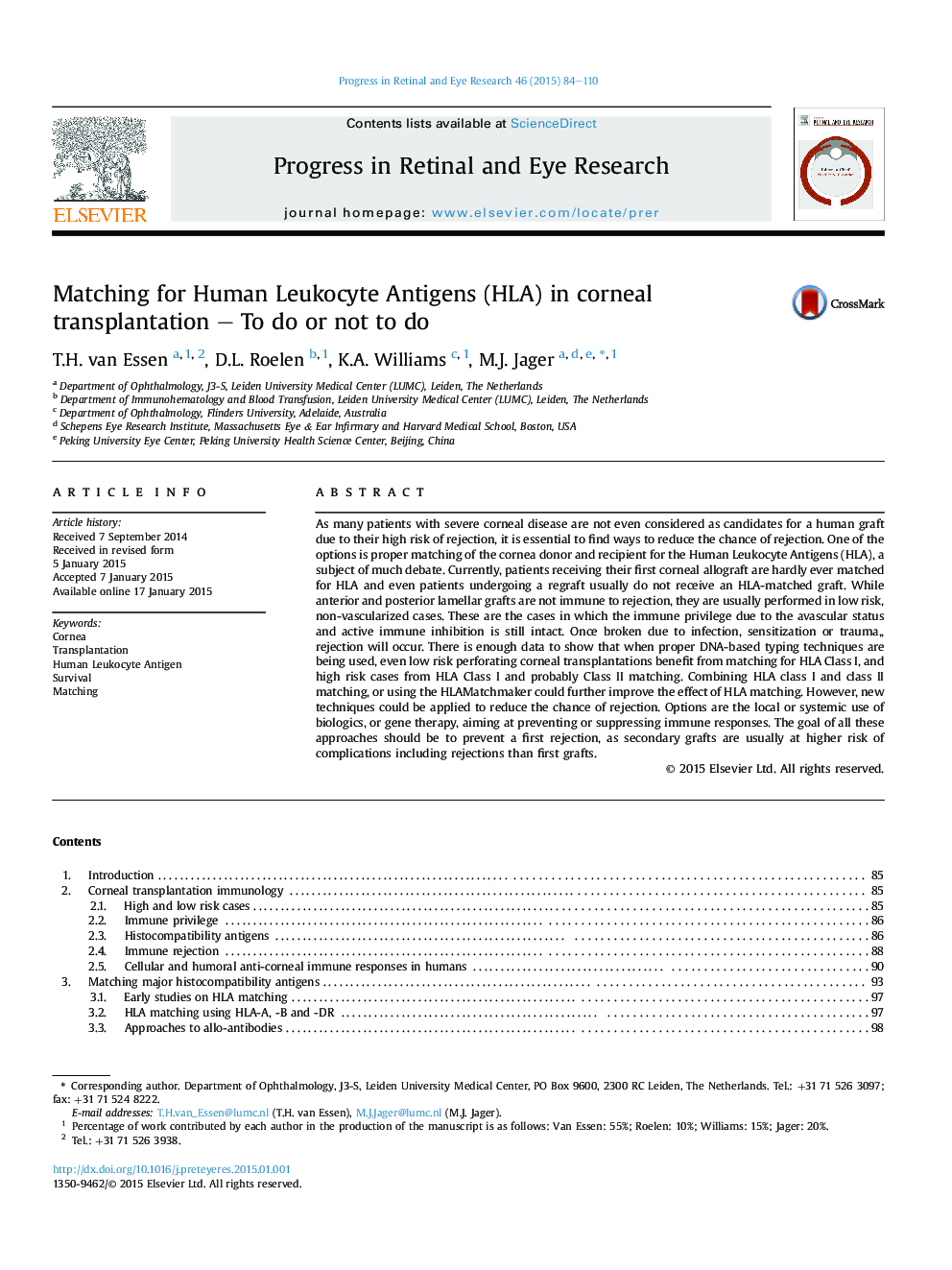 Matching for Human Leukocyte Antigens (HLA) in corneal transplantation - To do or not to do