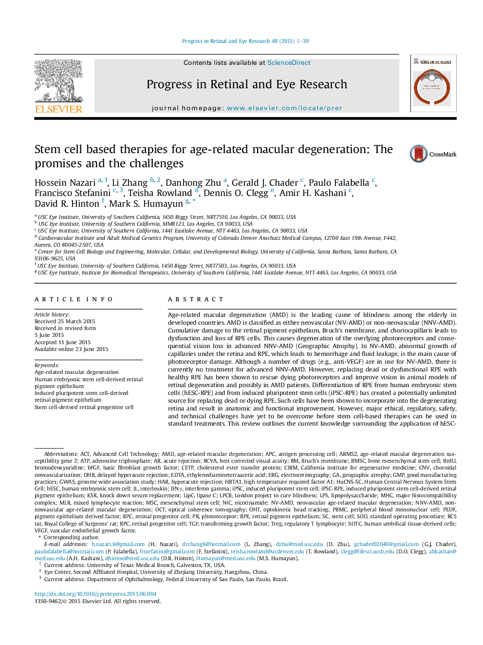 Stem cell based therapies for age-related macular degeneration: The promises and the challenges