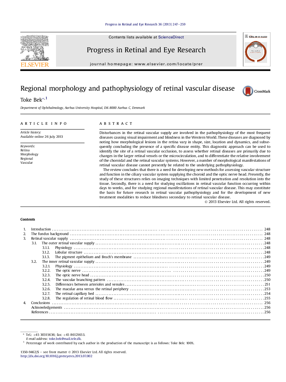 Regional morphology and pathophysiology of retinal vascular disease