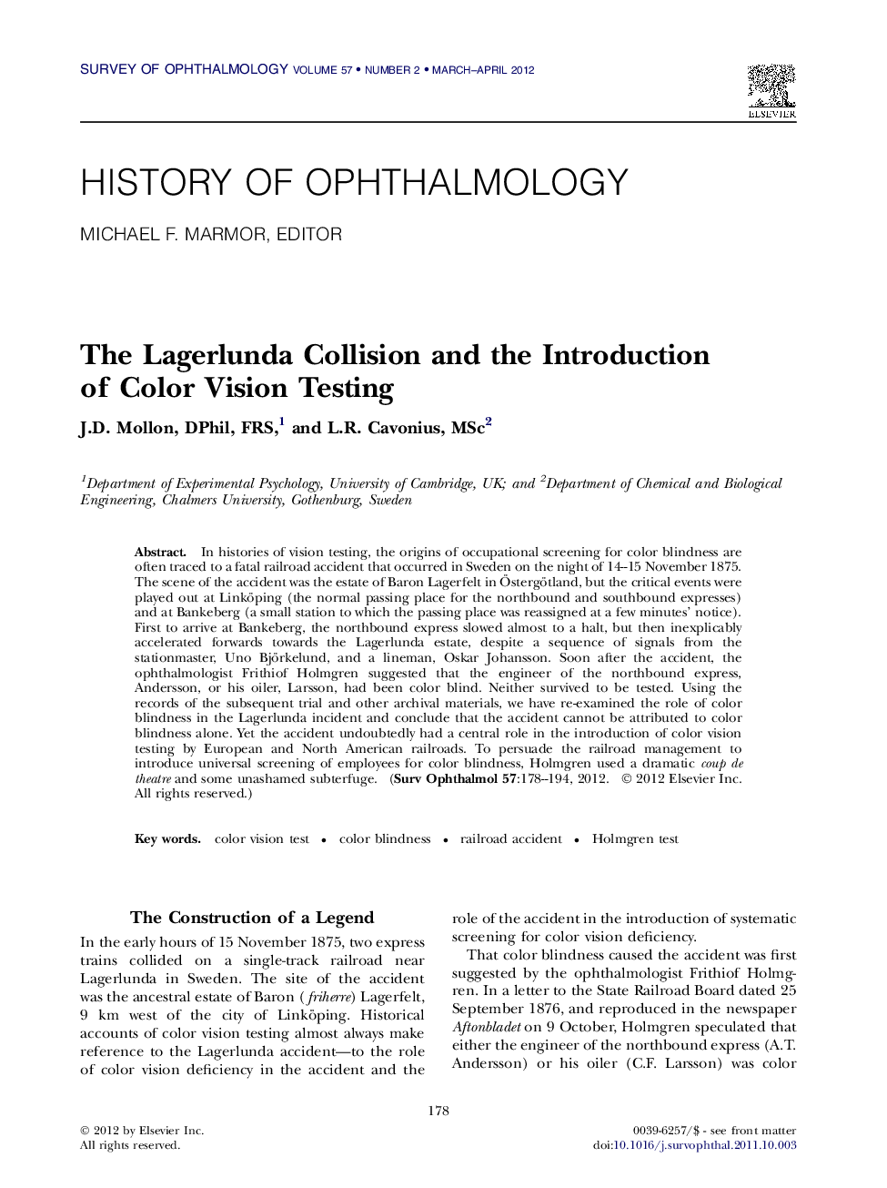 The Lagerlunda Collision and the Introduction of Color Vision Testing