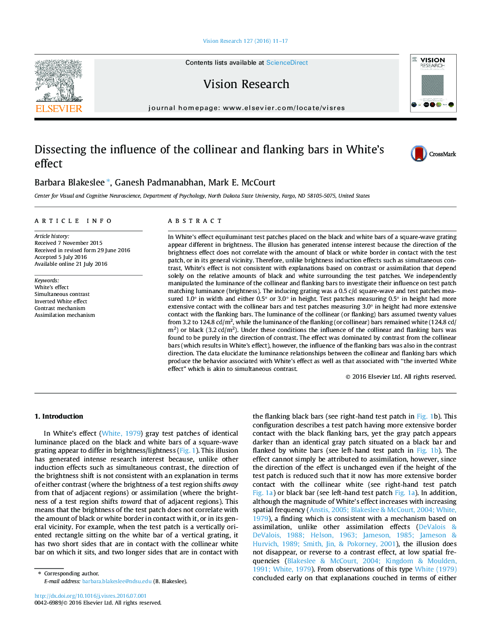 Dissecting the influence of the collinear and flanking bars in White's effect