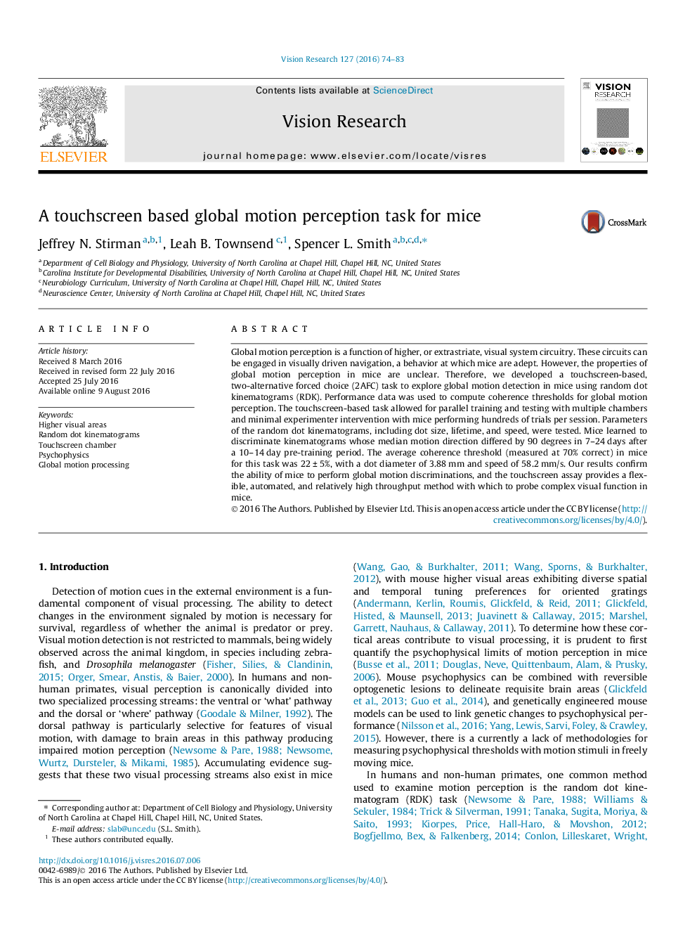 A touchscreen based global motion perception task for mice