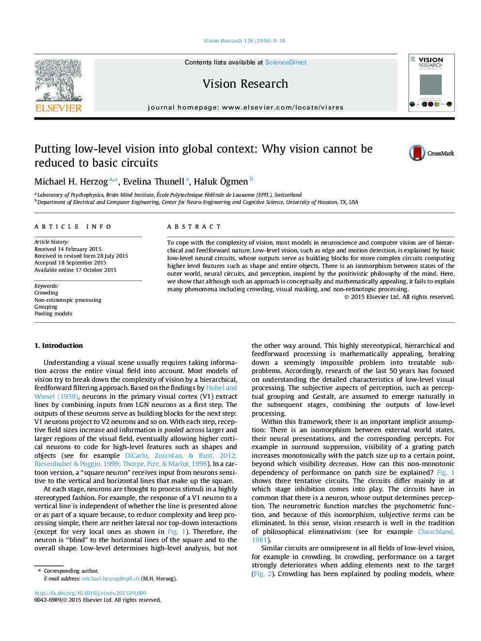 Putting low-level vision into global context: Why vision cannot be reduced to basic circuits