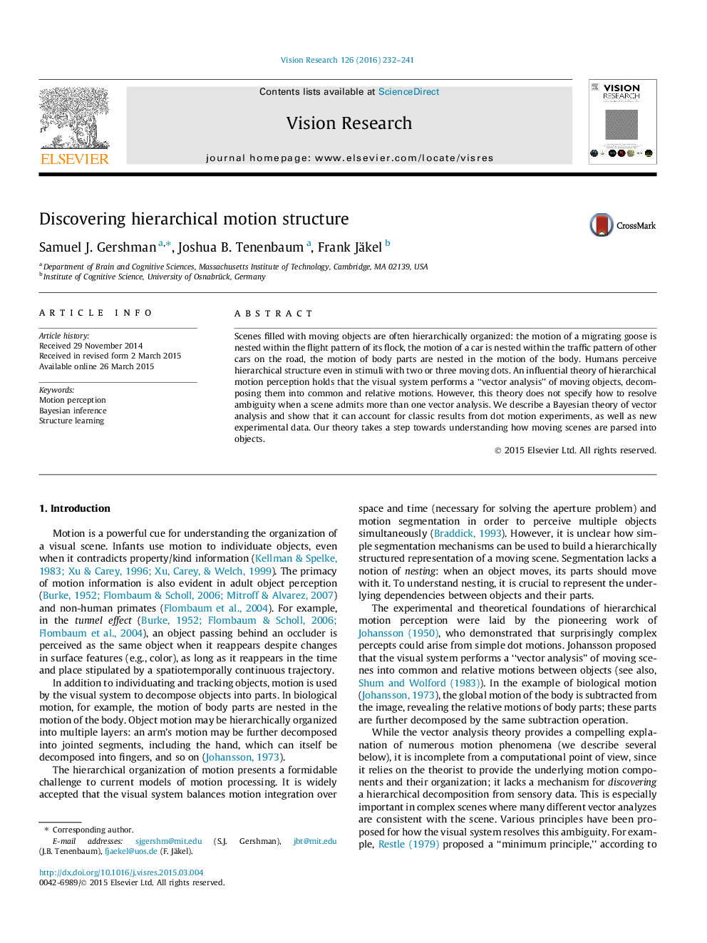 Discovering hierarchical motion structure