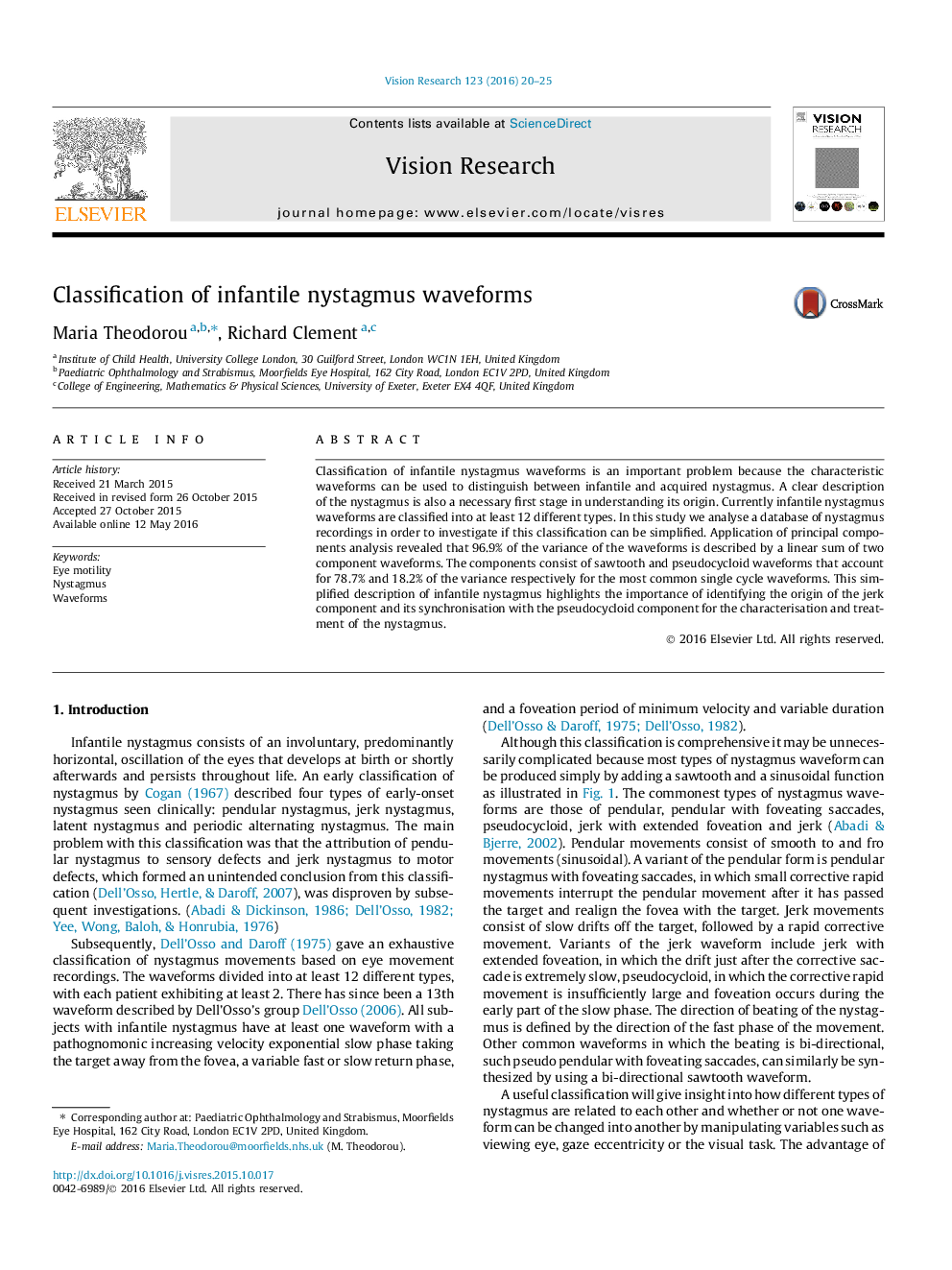 Classification of infantile nystagmus waveforms