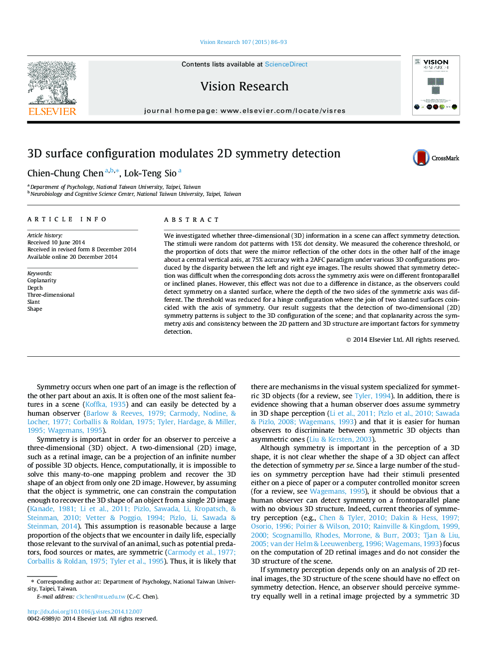 3D surface configuration modulates 2D symmetry detection