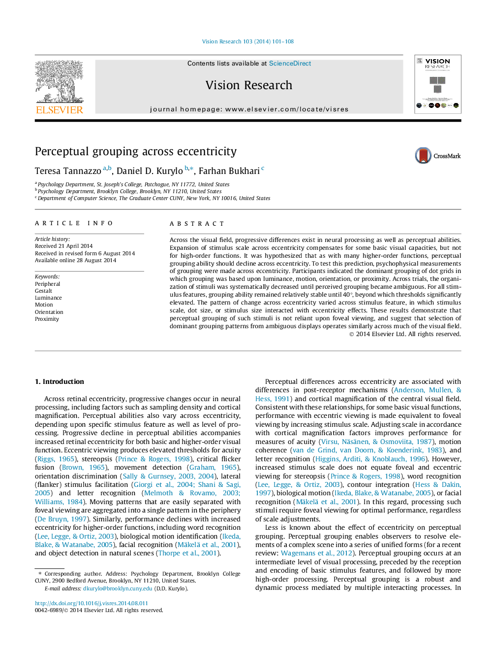 Perceptual grouping across eccentricity