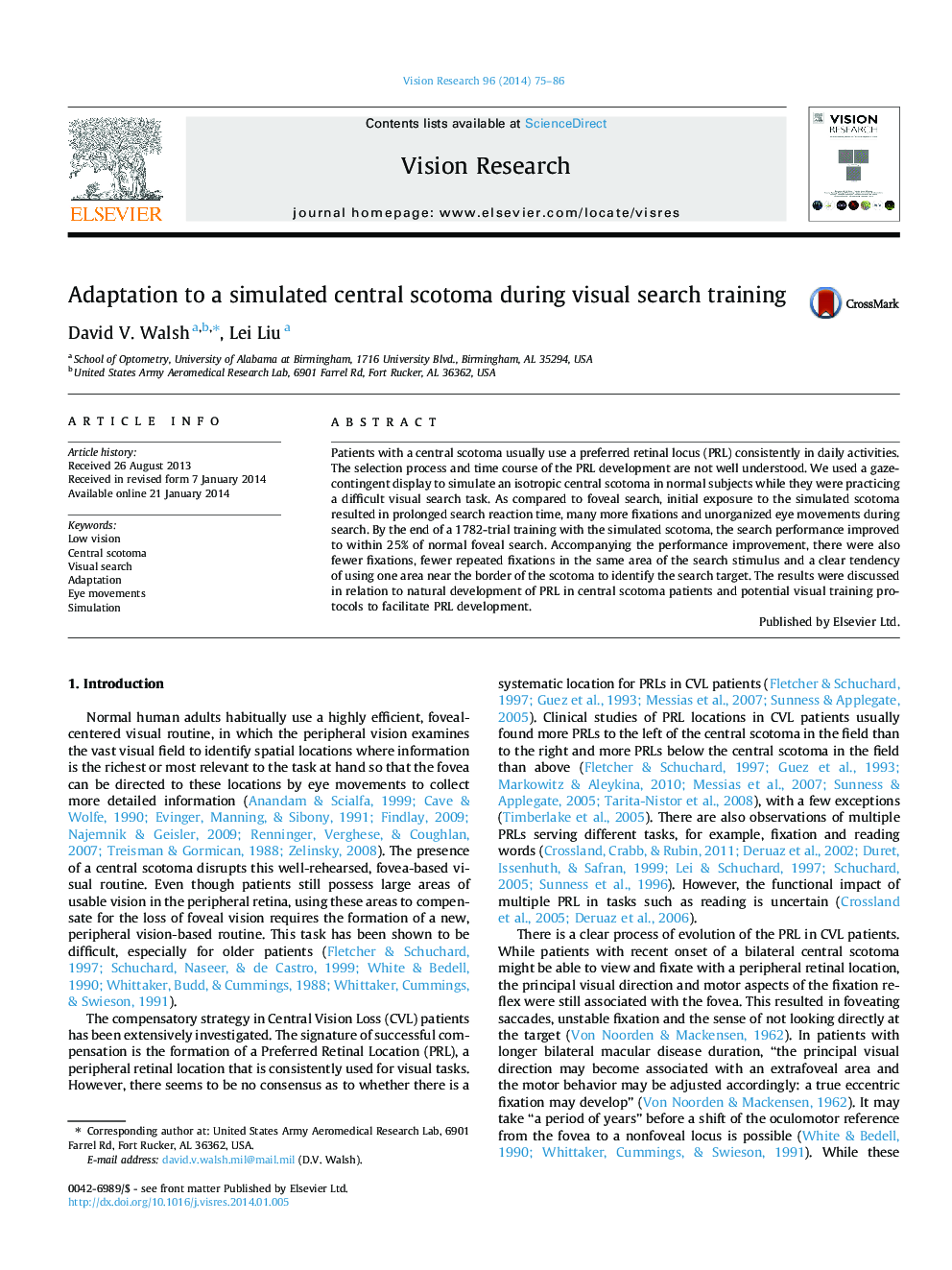 Adaptation to a simulated central scotoma during visual search training