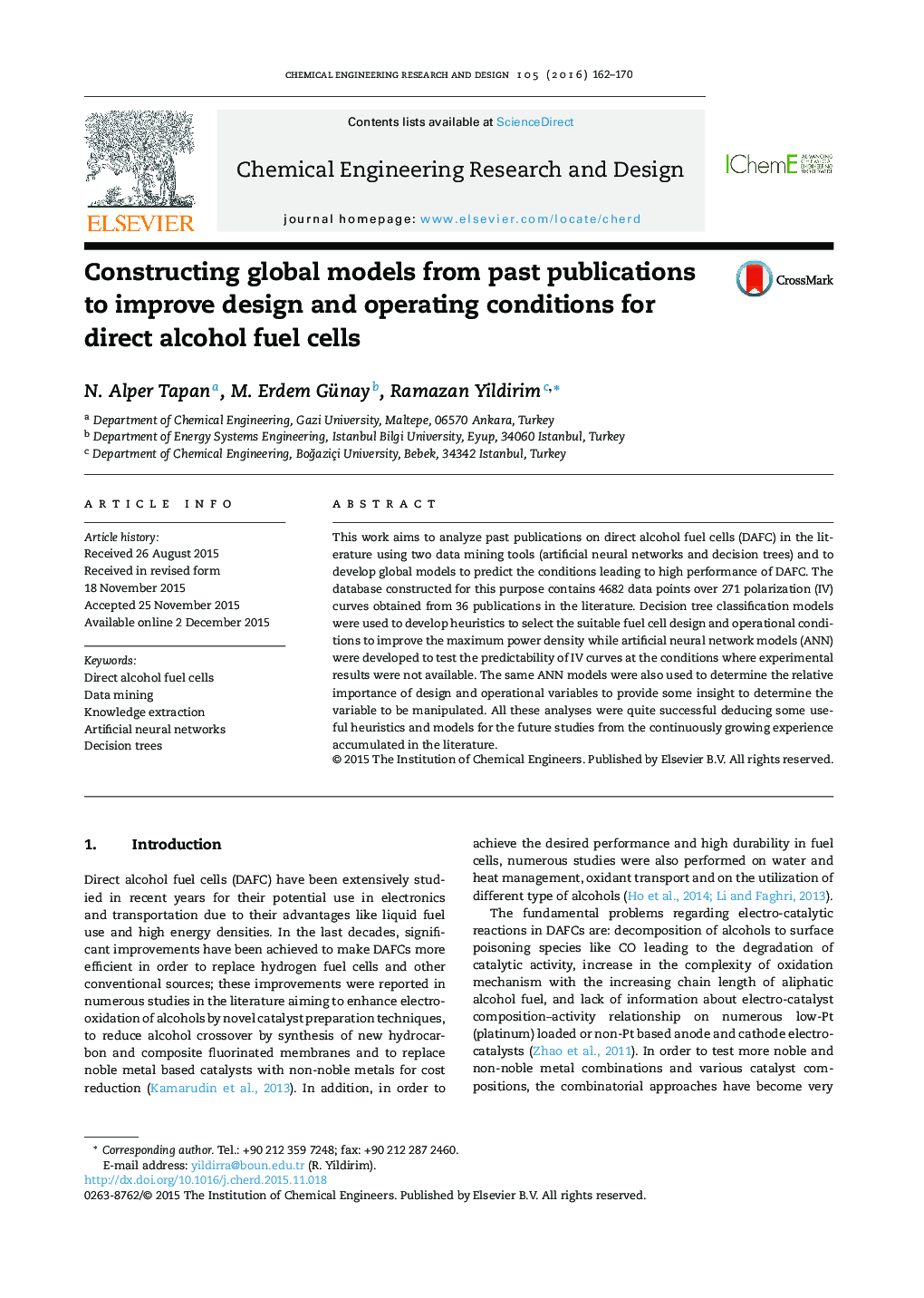 ساخت مدل های جهانی از انتشارات گذشته برای بهبود طراحی و شرایط عملیاتی برای سلول های مستقیم سوخت الکل 