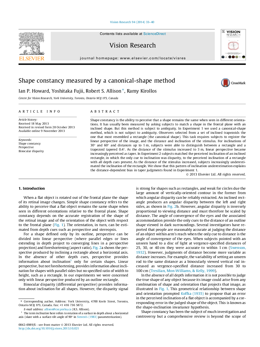 Shape constancy measured by a canonical-shape method