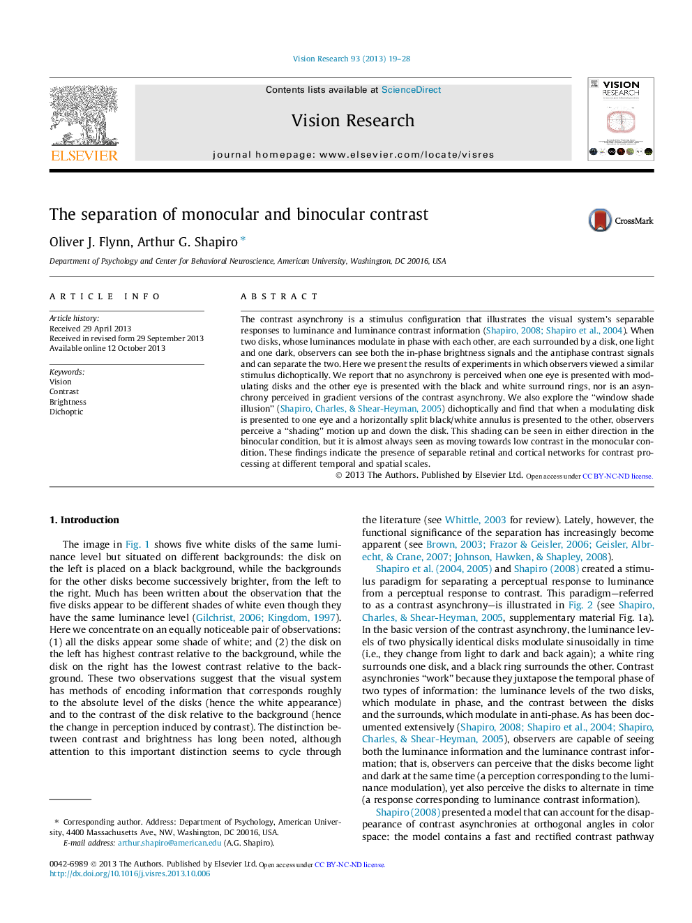 The separation of monocular and binocular contrast