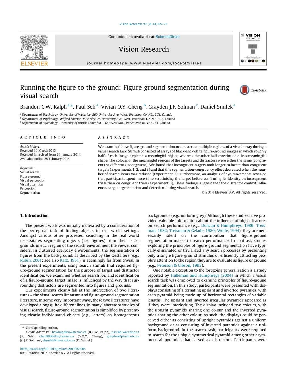 Running the figure to the ground: Figure-ground segmentation during visual search