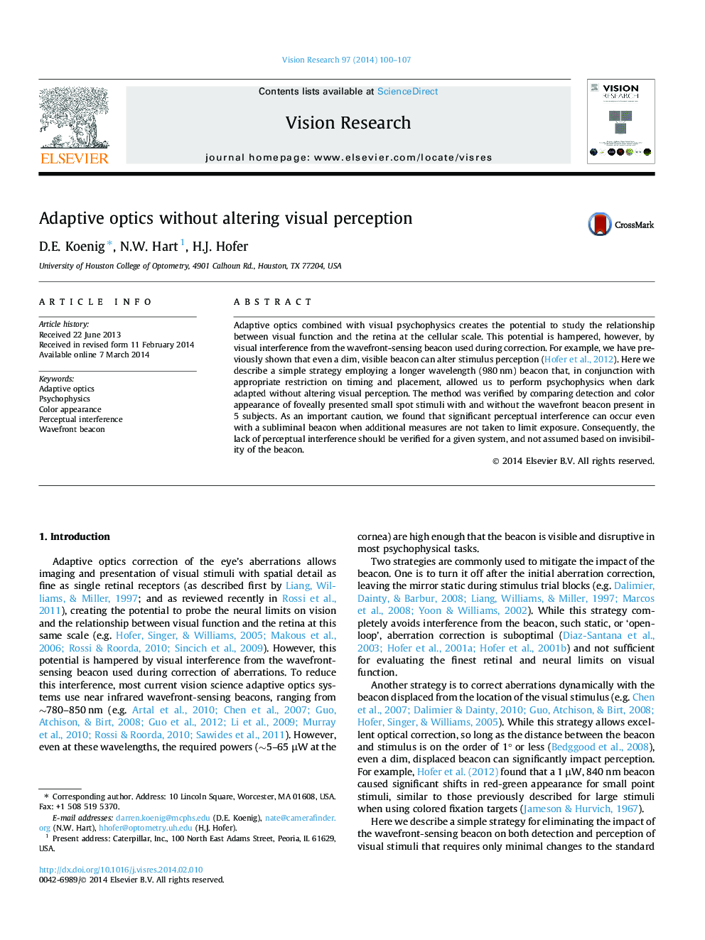 Adaptive optics without altering visual perception