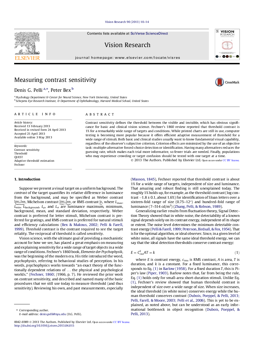 Measuring contrast sensitivity