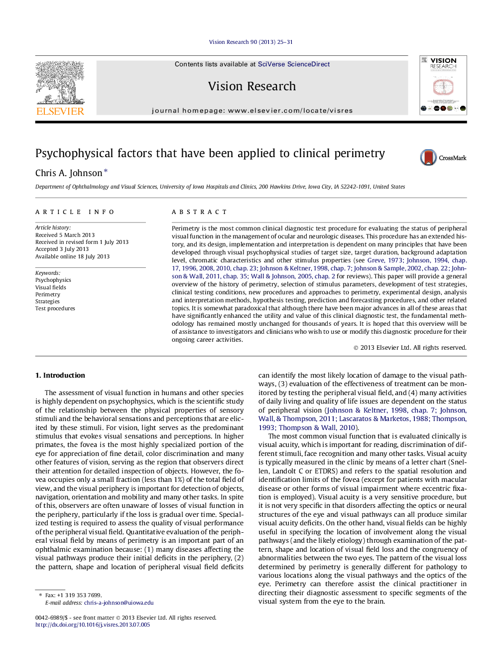 Psychophysical factors that have been applied to clinical perimetry