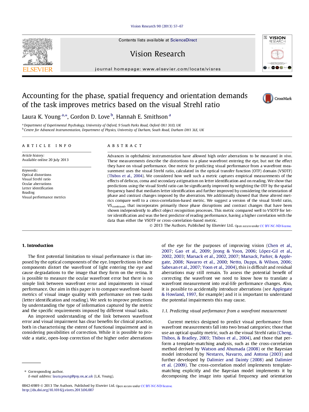 Accounting for the phase, spatial frequency and orientation demands of the task improves metrics based on the visual Strehl ratio