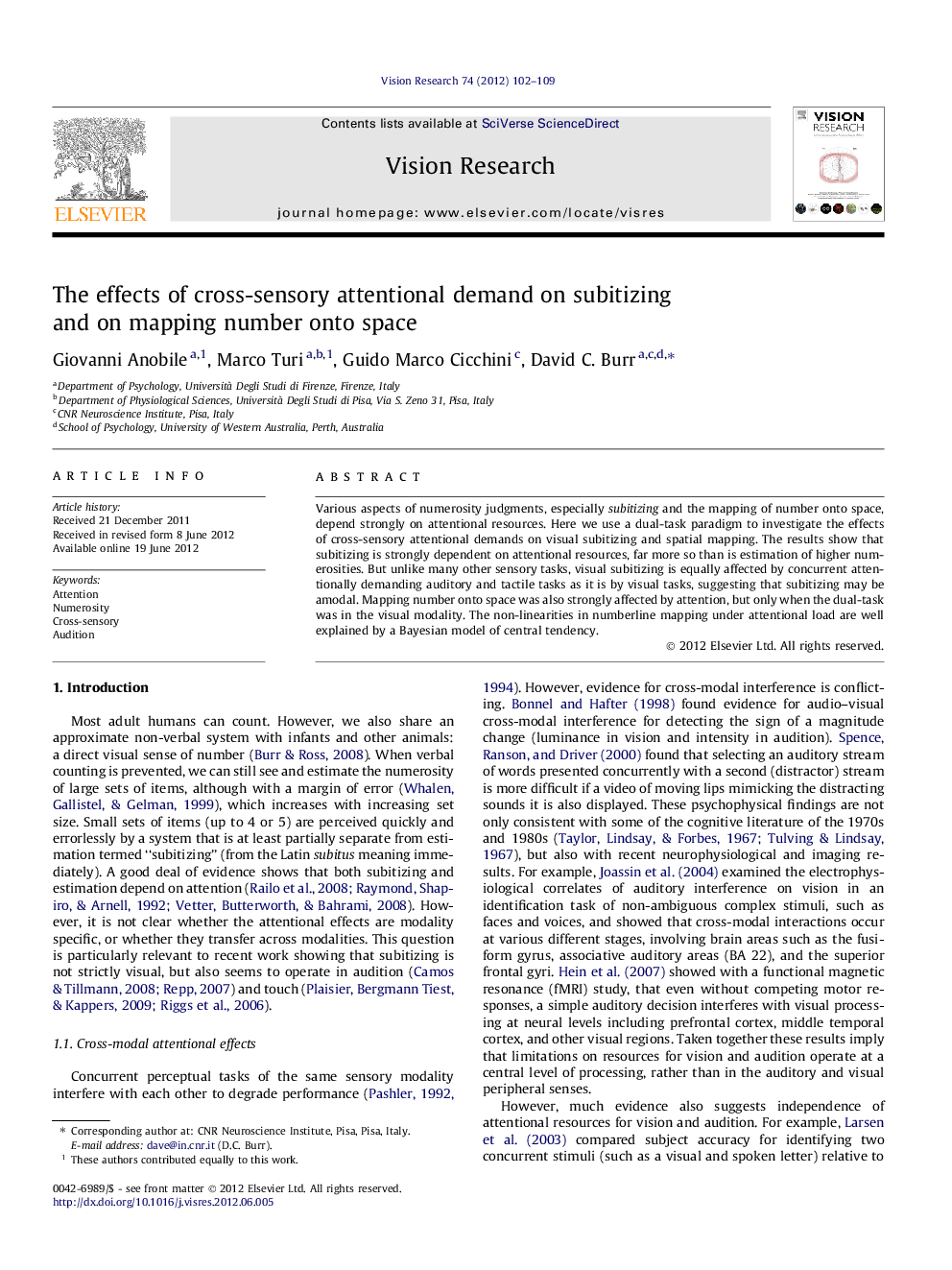 The effects of cross-sensory attentional demand on subitizing and on mapping number onto space