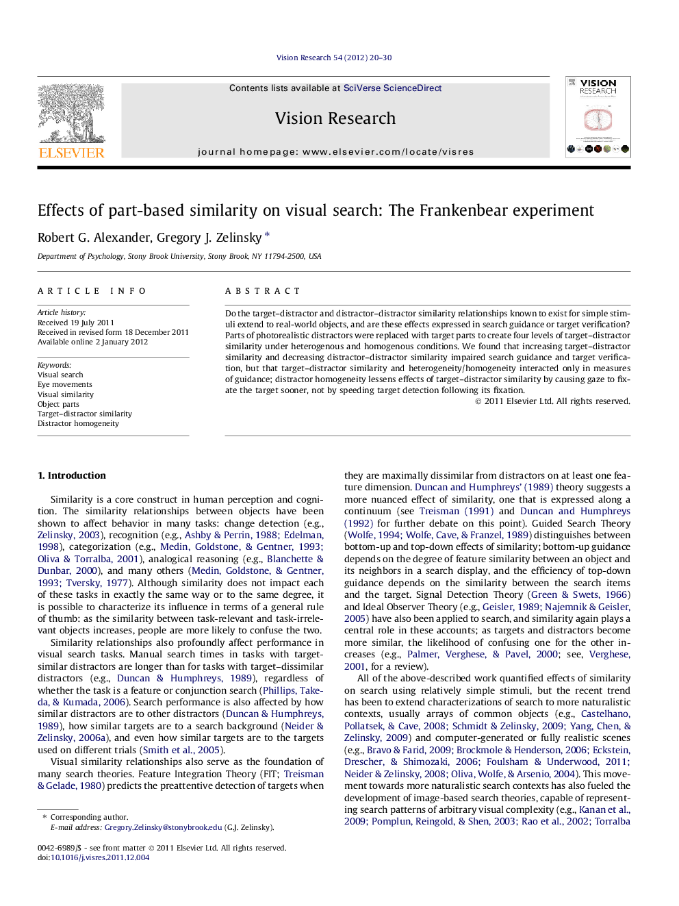 Effects of part-based similarity on visual search: The Frankenbear experiment