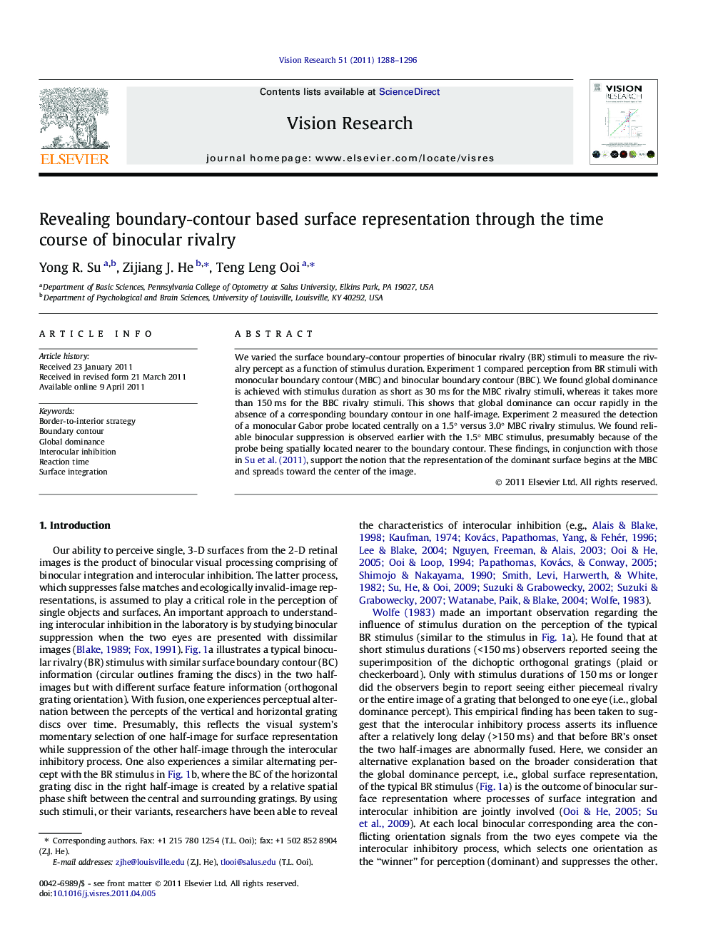 Revealing boundary-contour based surface representation through the time course of binocular rivalry