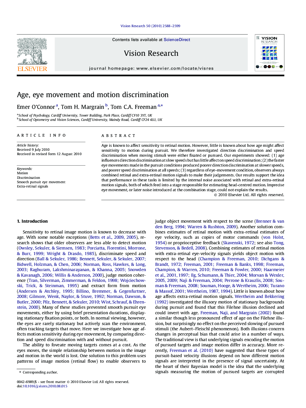 Age, eye movement and motion discrimination