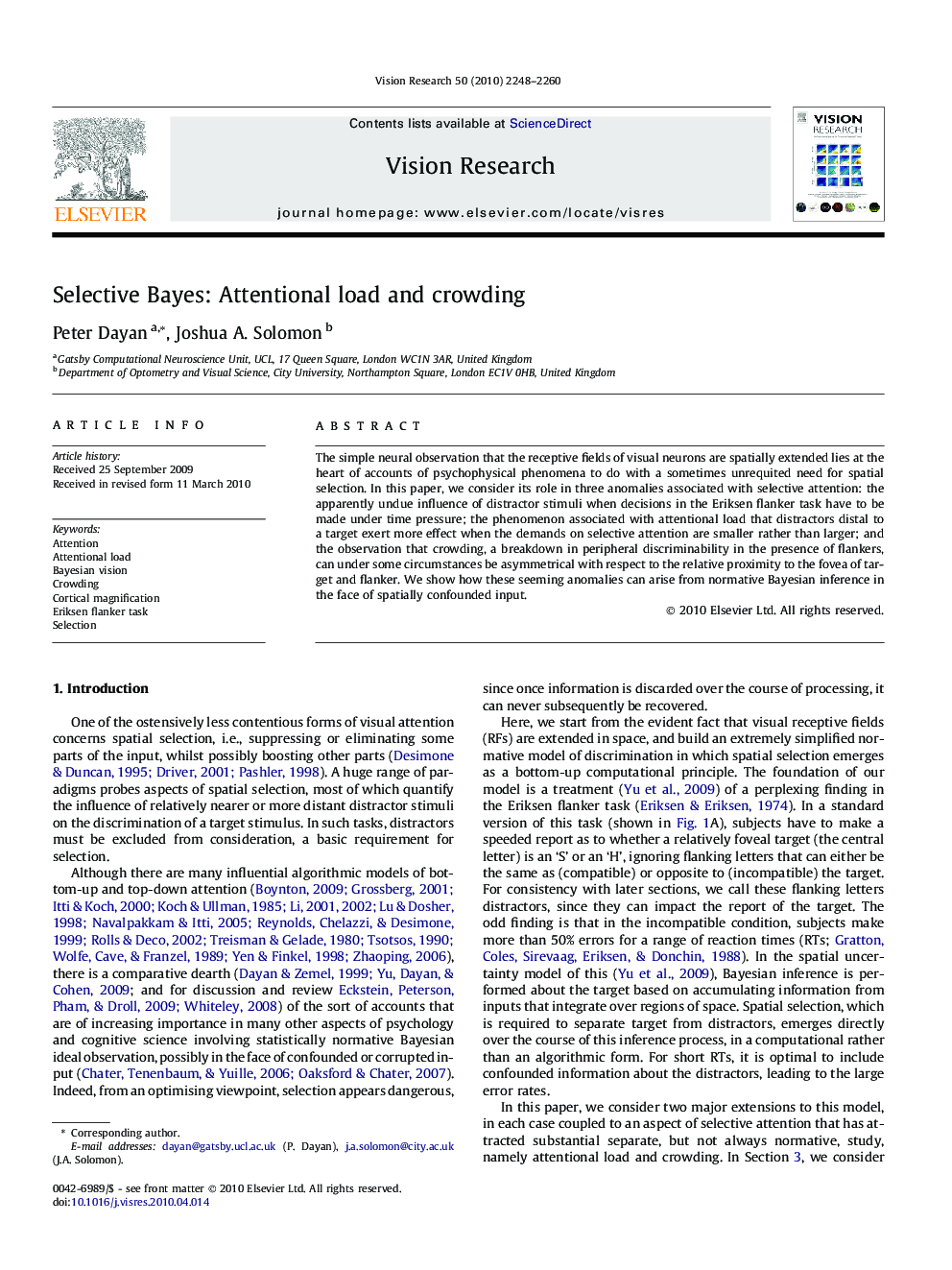 Selective Bayes: Attentional load and crowding