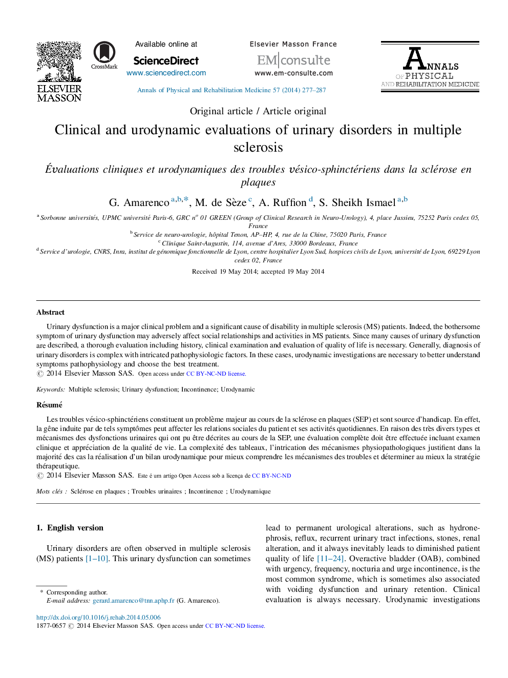 Clinical and urodynamic evaluations of urinary disorders in multiple sclerosis