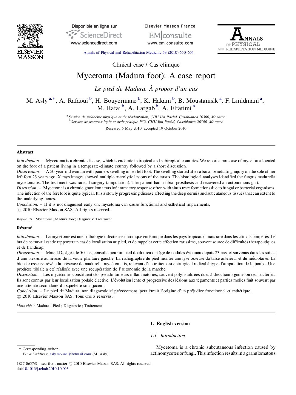 Mycetoma (Madura foot): A case report