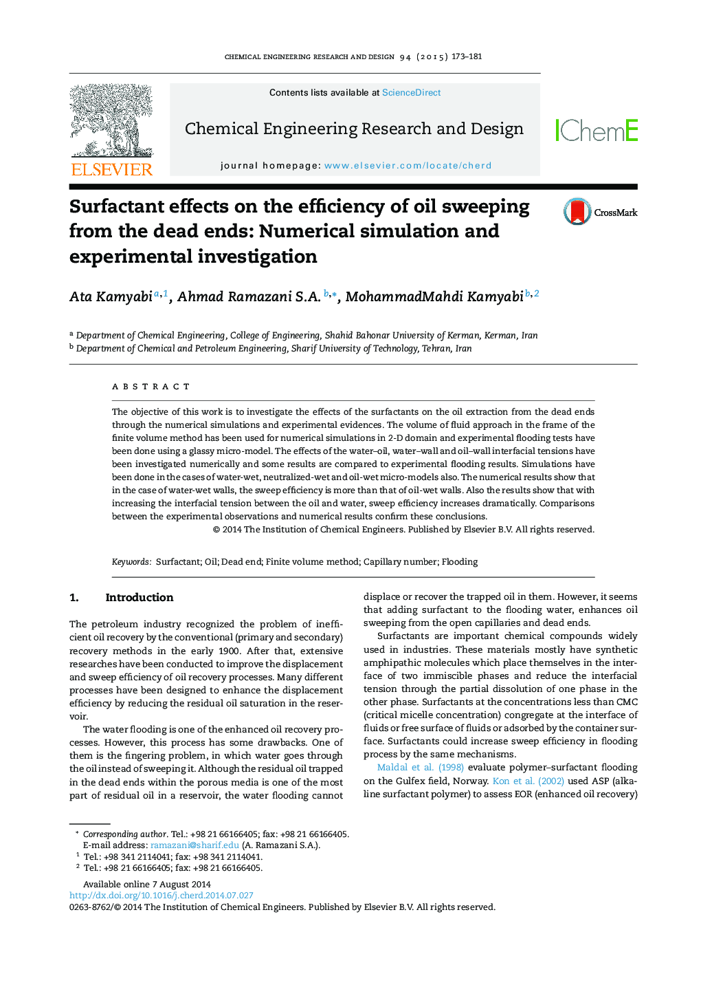 Surfactant effects on the efficiency of oil sweeping from the dead ends: Numerical simulation and experimental investigation