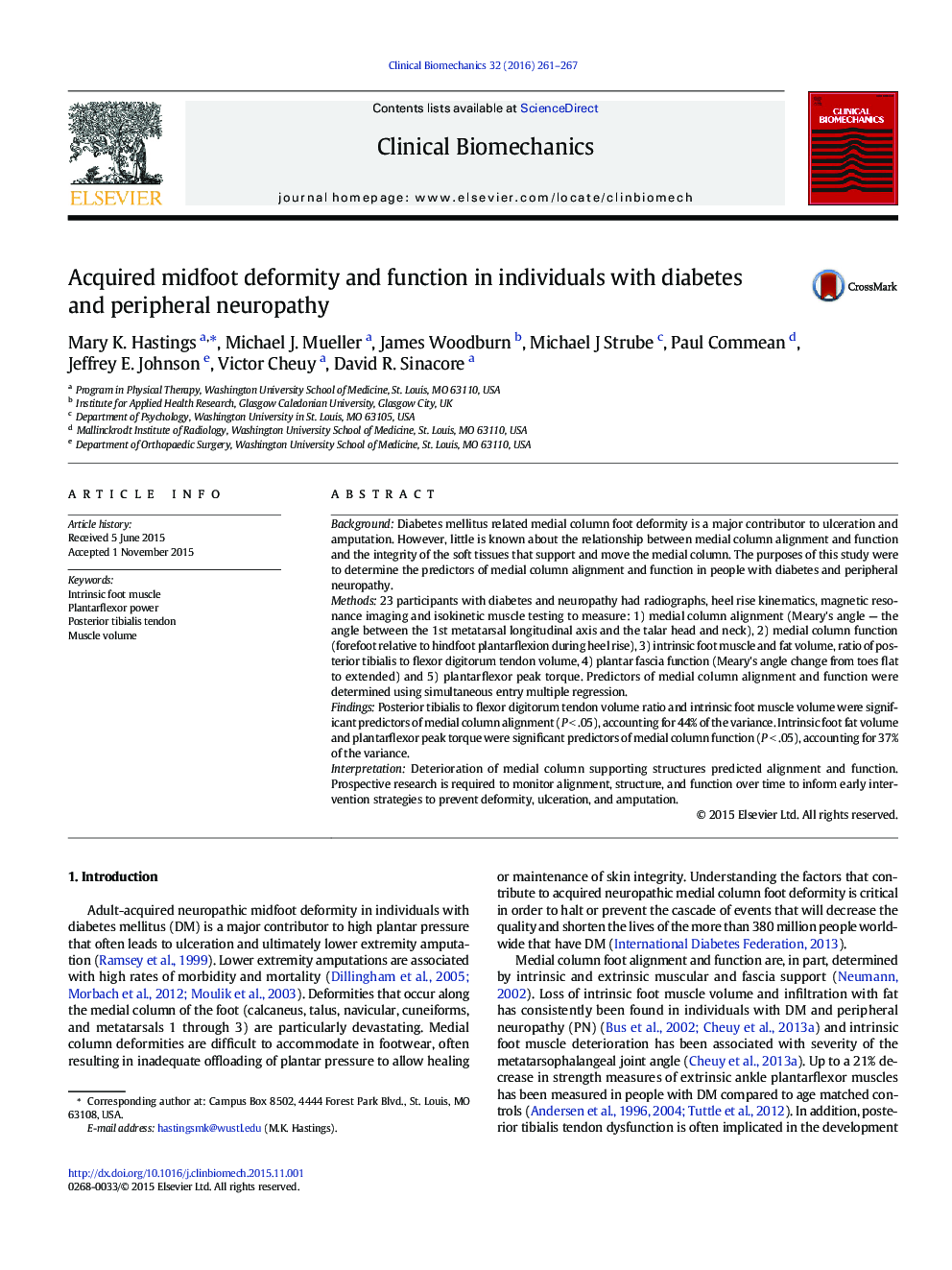 Acquired midfoot deformity and function in individuals with diabetes and peripheral neuropathy