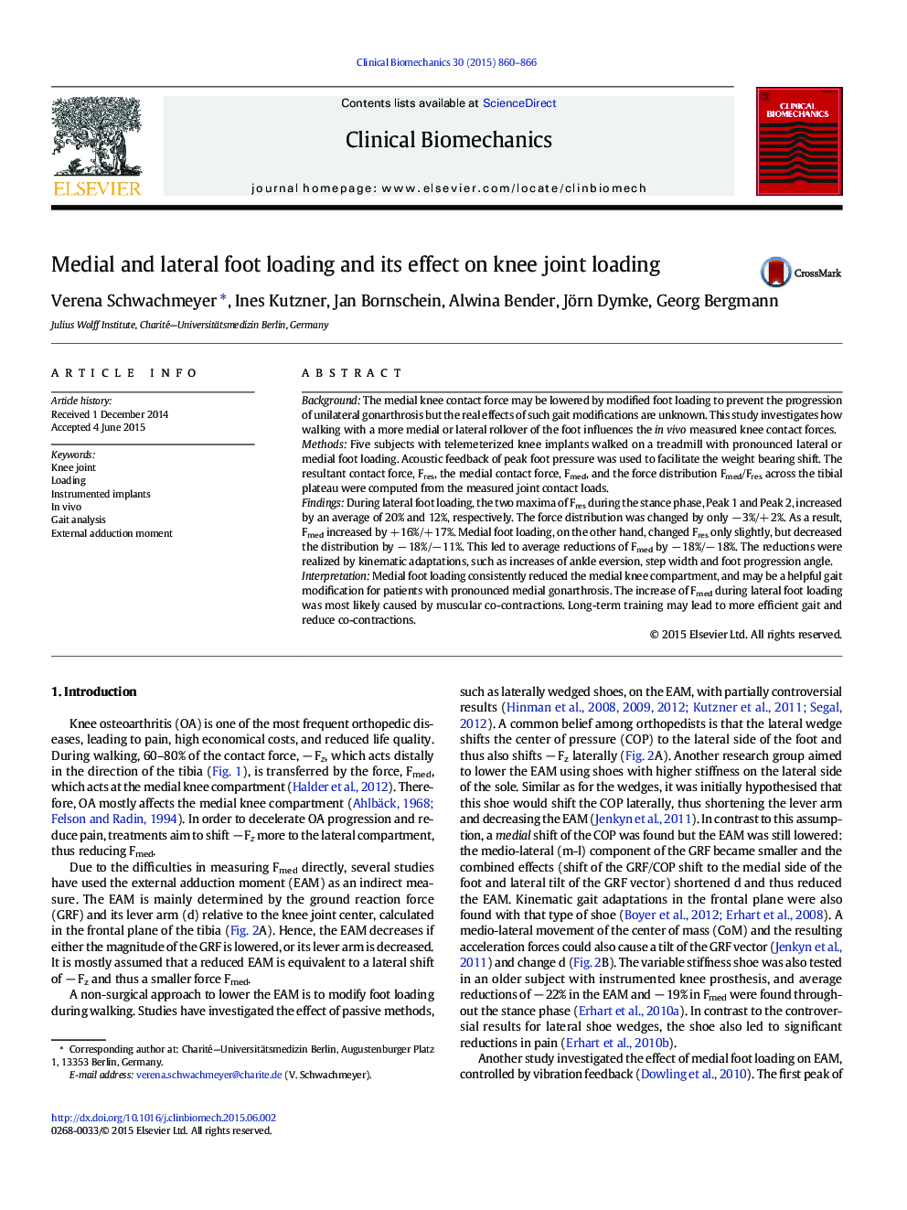 Medial and lateral foot loading and its effect on knee joint loading