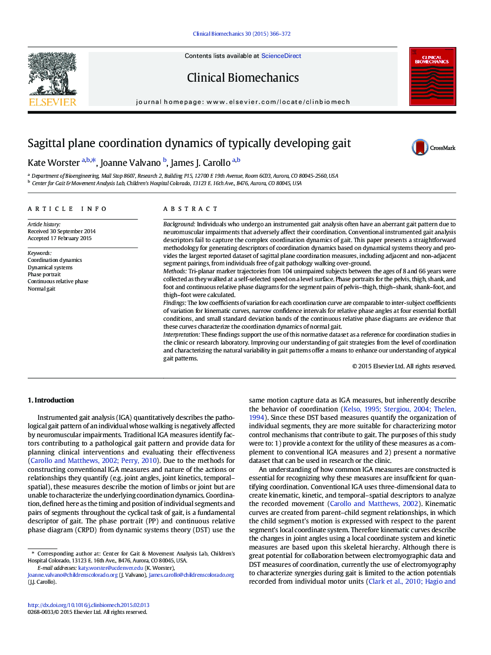 Sagittal plane coordination dynamics of typically developing gait