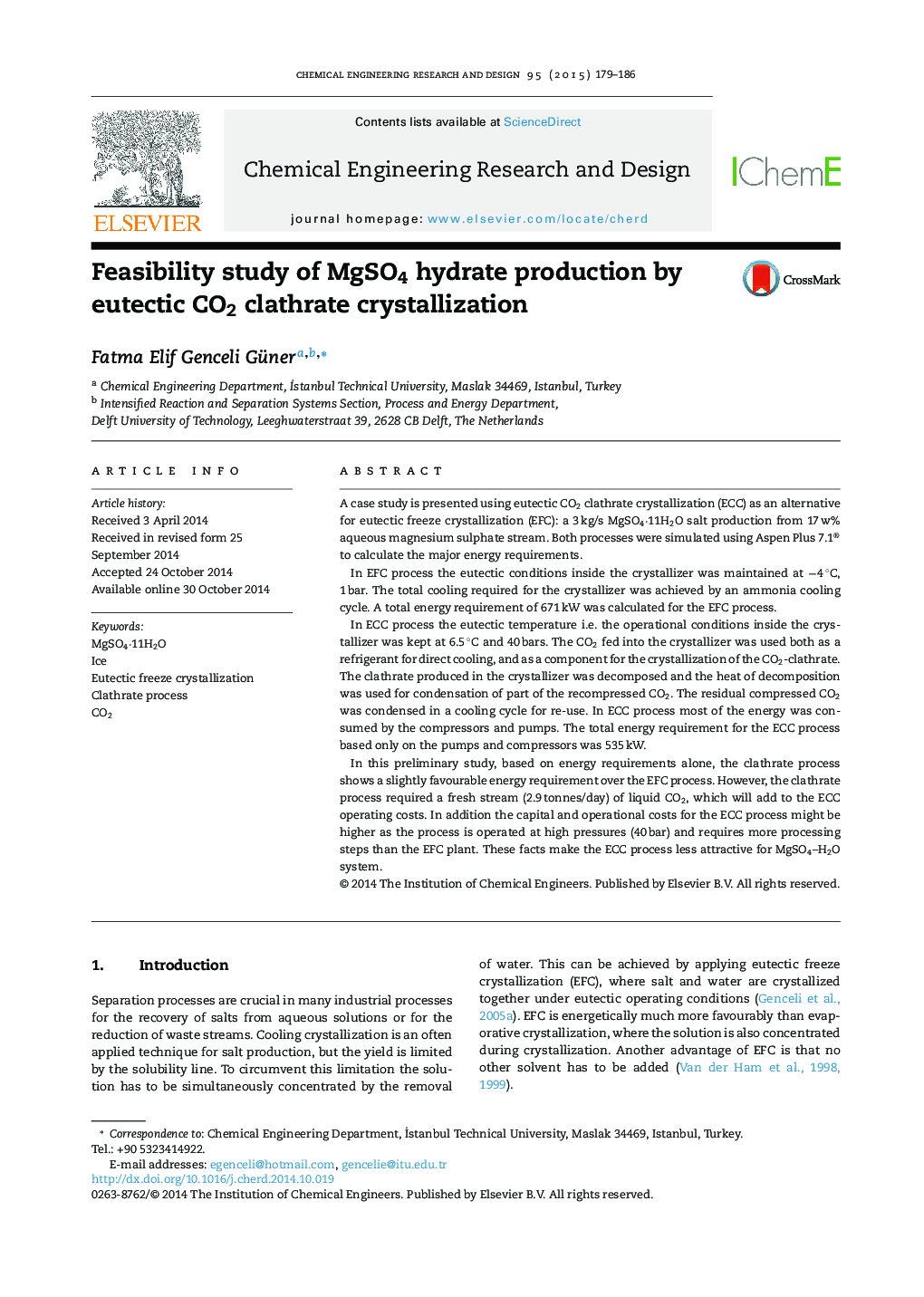 Feasibility study of MgSO4 hydrate production by eutectic CO2 clathrate crystallization