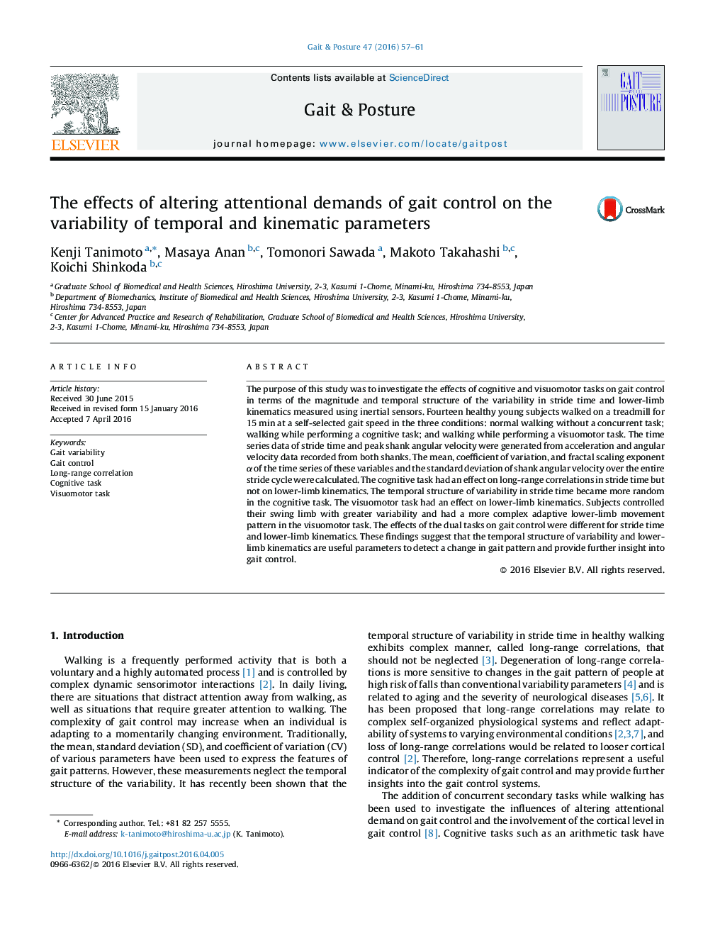 The effects of altering attentional demands of gait control on the variability of temporal and kinematic parameters