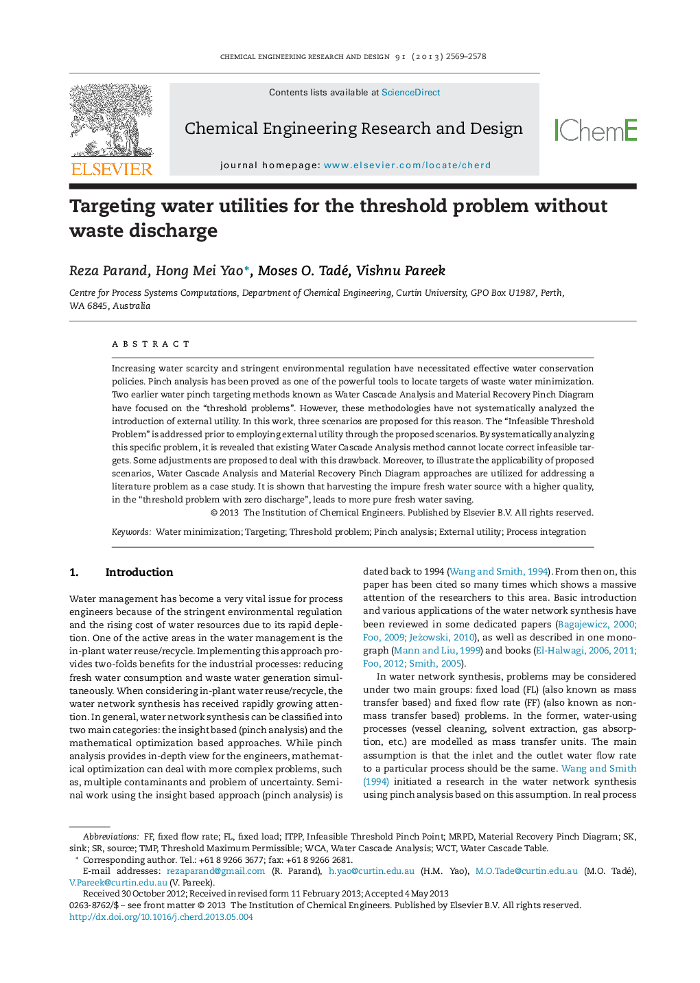 Targeting water utilities for the threshold problem without waste discharge