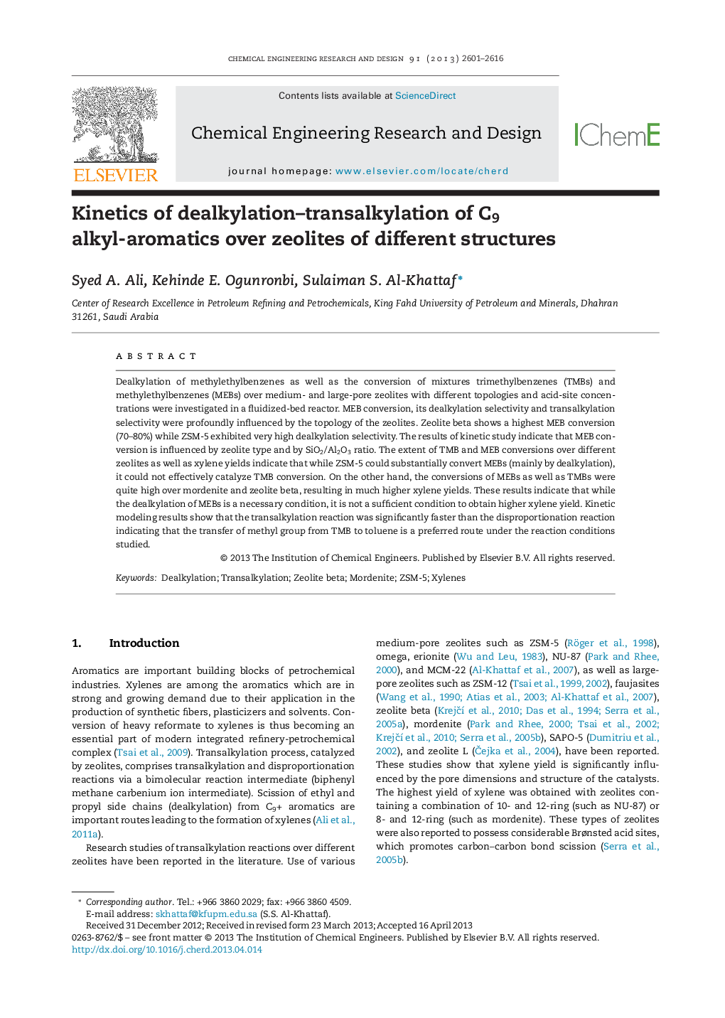 Kinetics of dealkylation-transalkylation of C9 alkyl-aromatics over zeolites of different structures