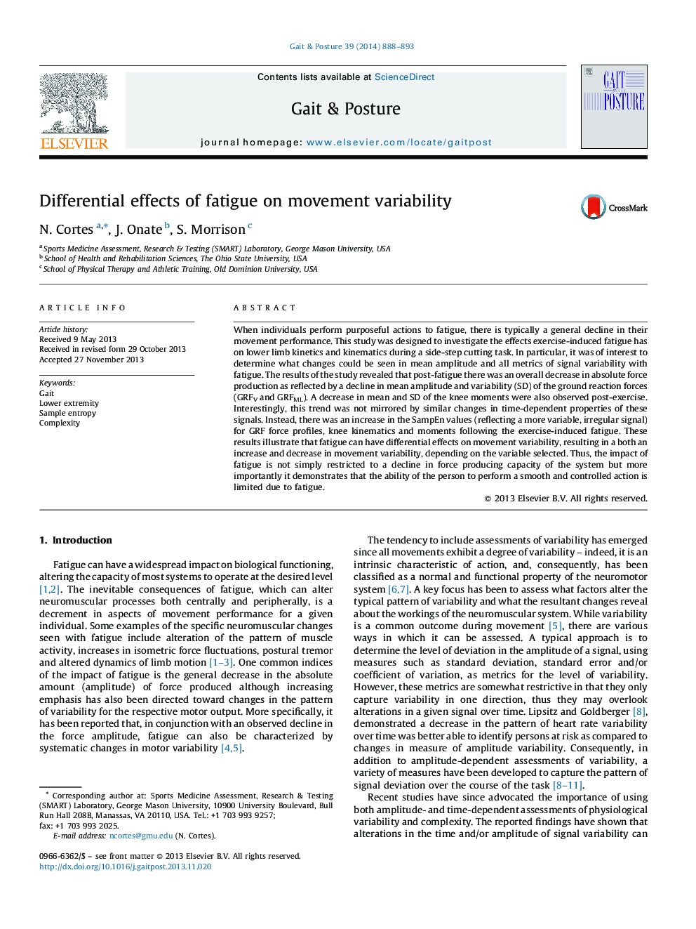 Differential effects of fatigue on movement variability