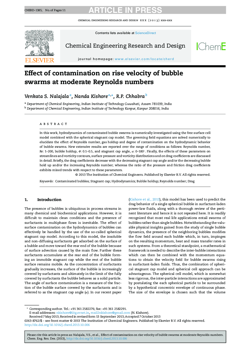 Effect of contamination on rise velocity of bubble swarms at moderate Reynolds numbers