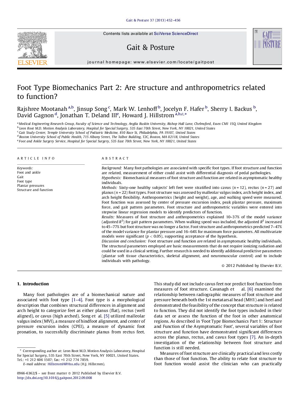 Foot Type Biomechanics Part 2: Are structure and anthropometrics related to function?