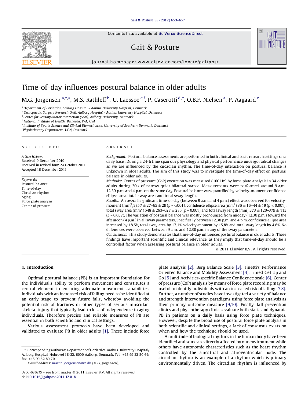 Time-of-day influences postural balance in older adults