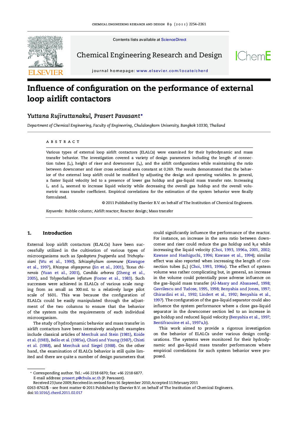 Influence of configuration on the performance of external loop airlift contactors