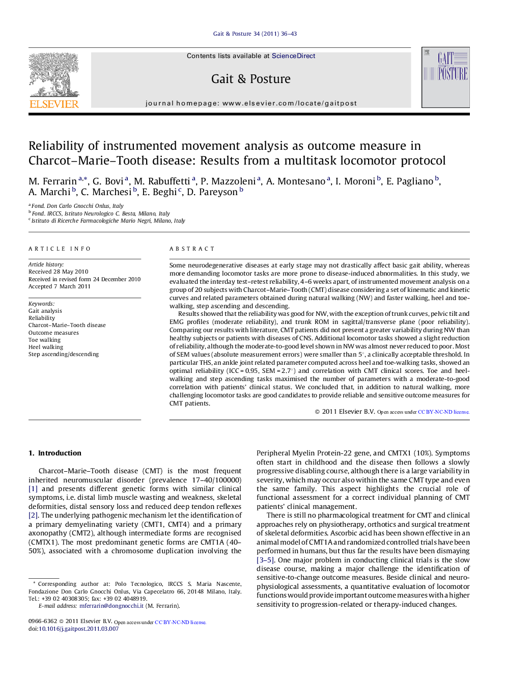 Reliability of instrumented movement analysis as outcome measure in Charcot-Marie-Tooth disease: Results from a multitask locomotor protocol