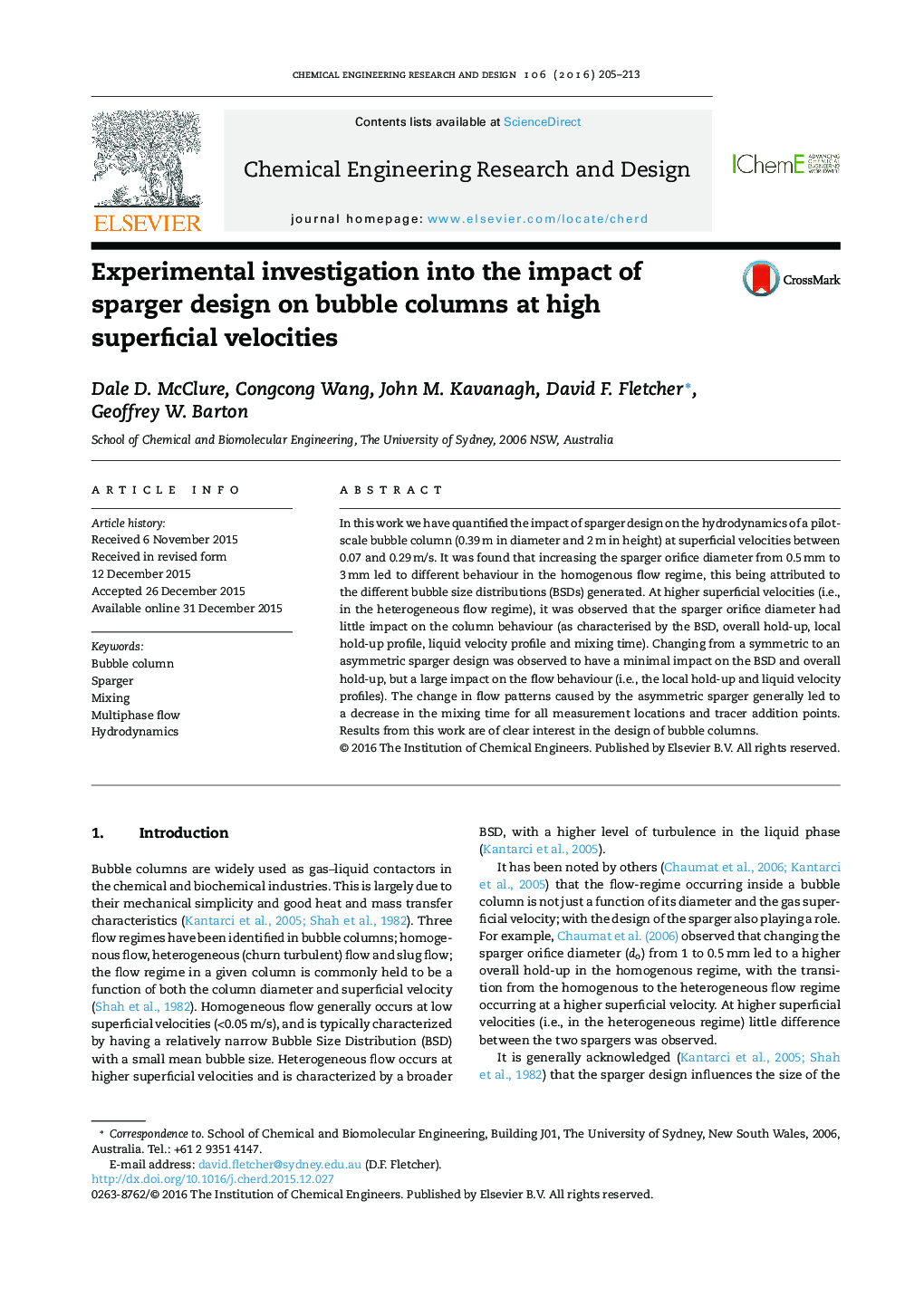 Experimental investigation into the impact of sparger design on bubble columns at high superficial velocities