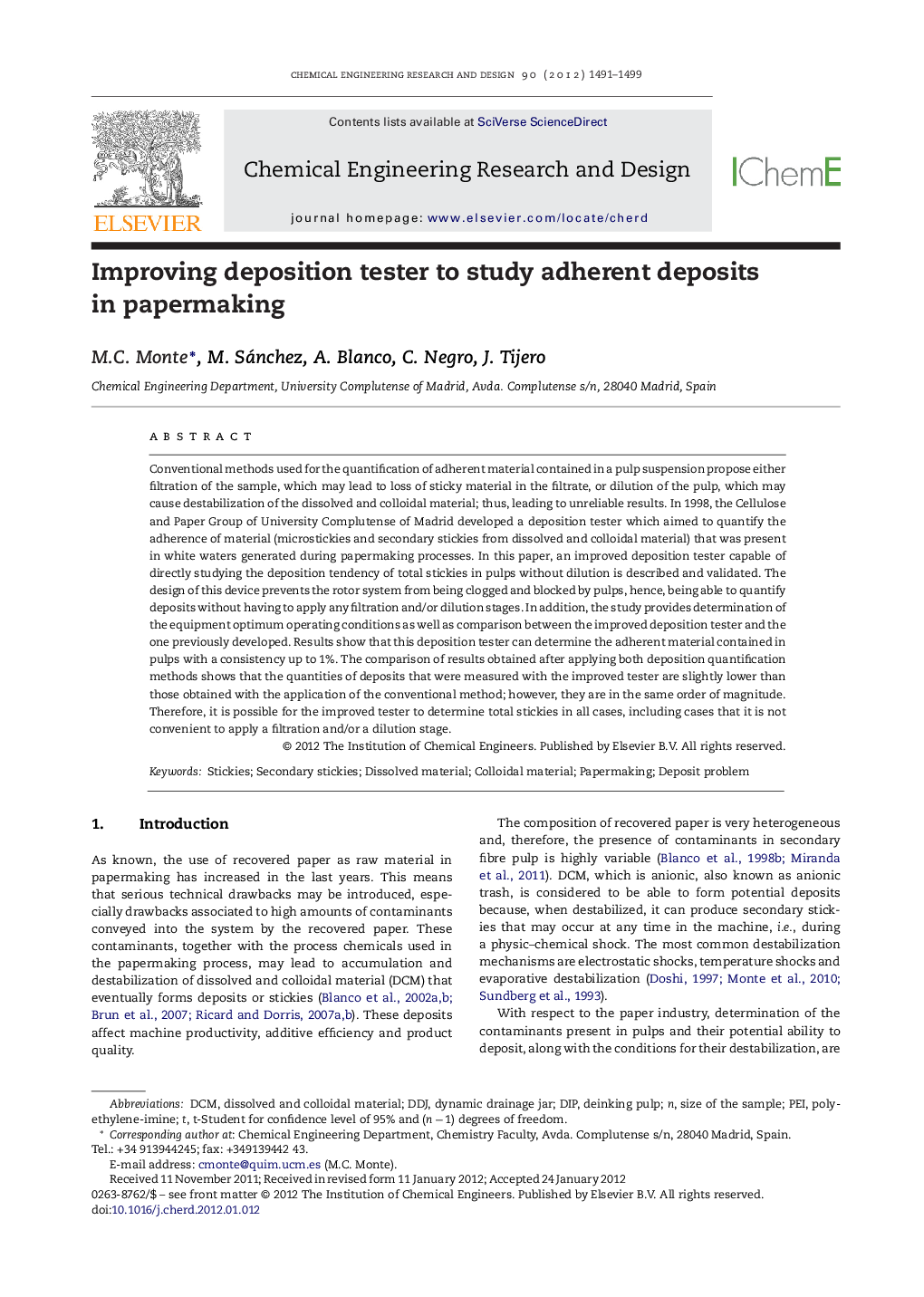 Improving deposition tester to study adherent deposits in papermaking