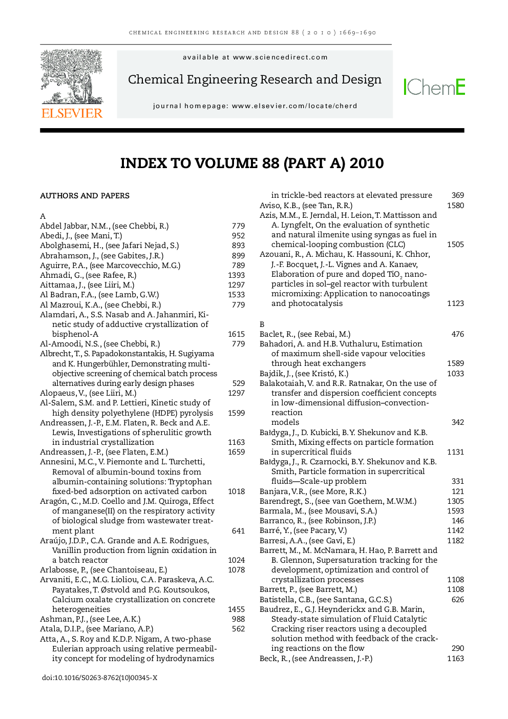 2010 Index to Volume